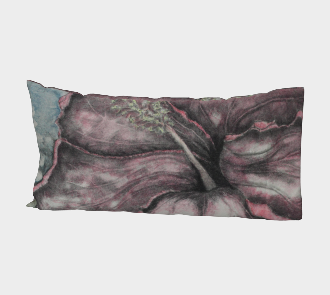 Bed Pillow Sleeve Pink Hibiscus Colored Pencil Grisaille