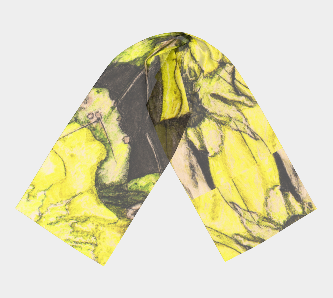 Long Scarf Yellow Cactus Grisaille