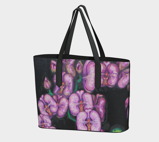 Vegan Leather Tote Bag Orchids