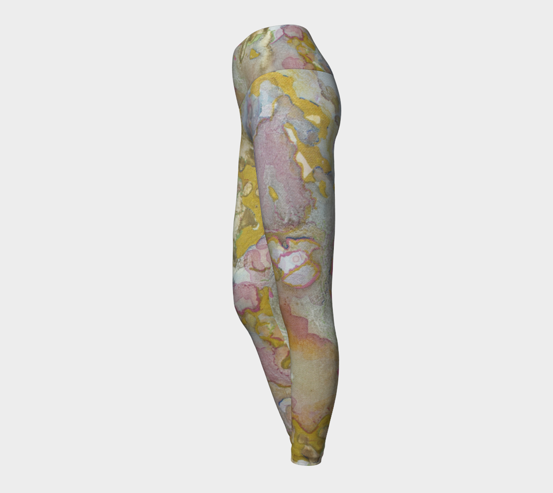 Yoga Leggings Plant Ink and Metallic Abstract