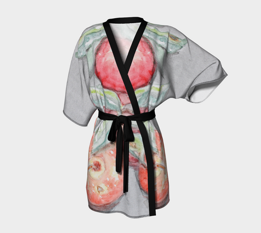 Kimono Robe Watercolor Apples