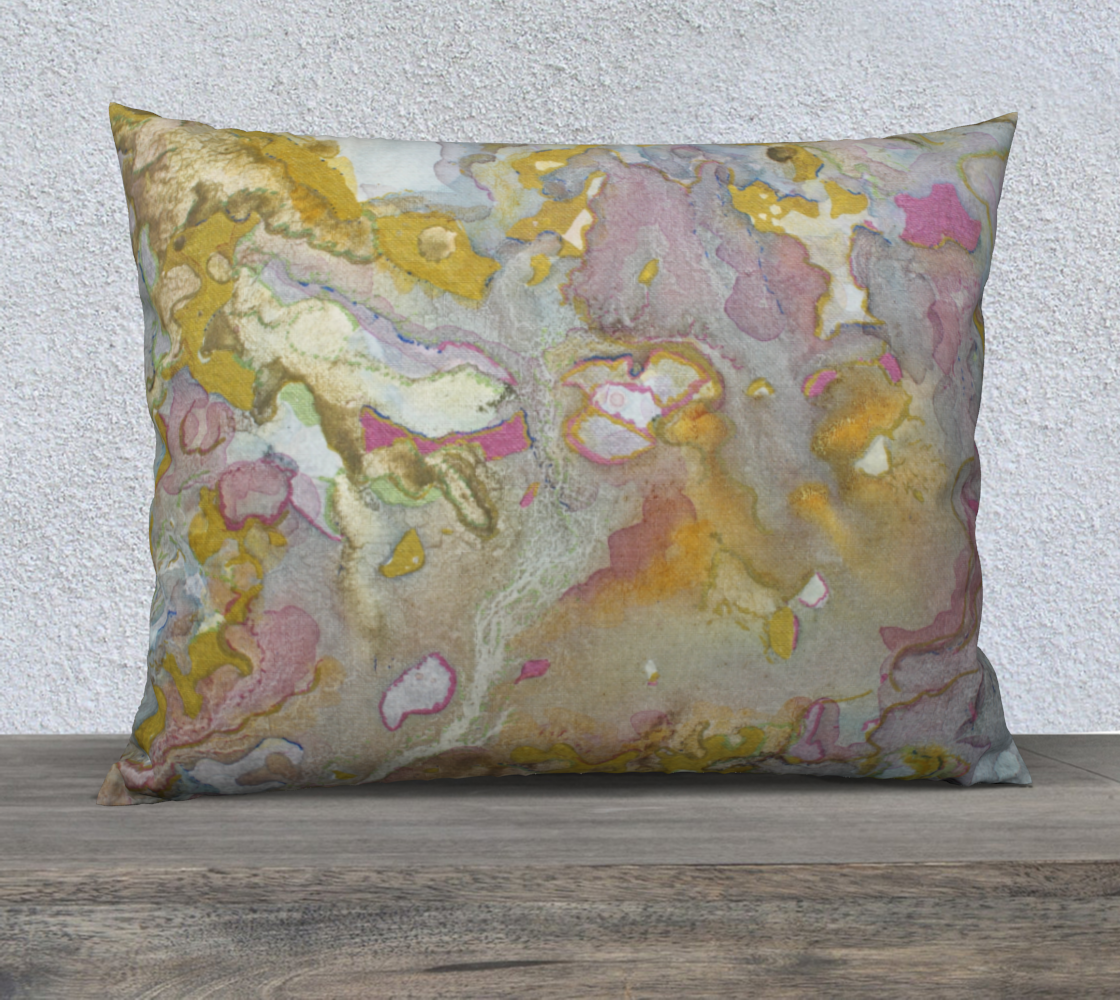 26" x 20" Pillow Case Plant Ink and Metallic Abstract