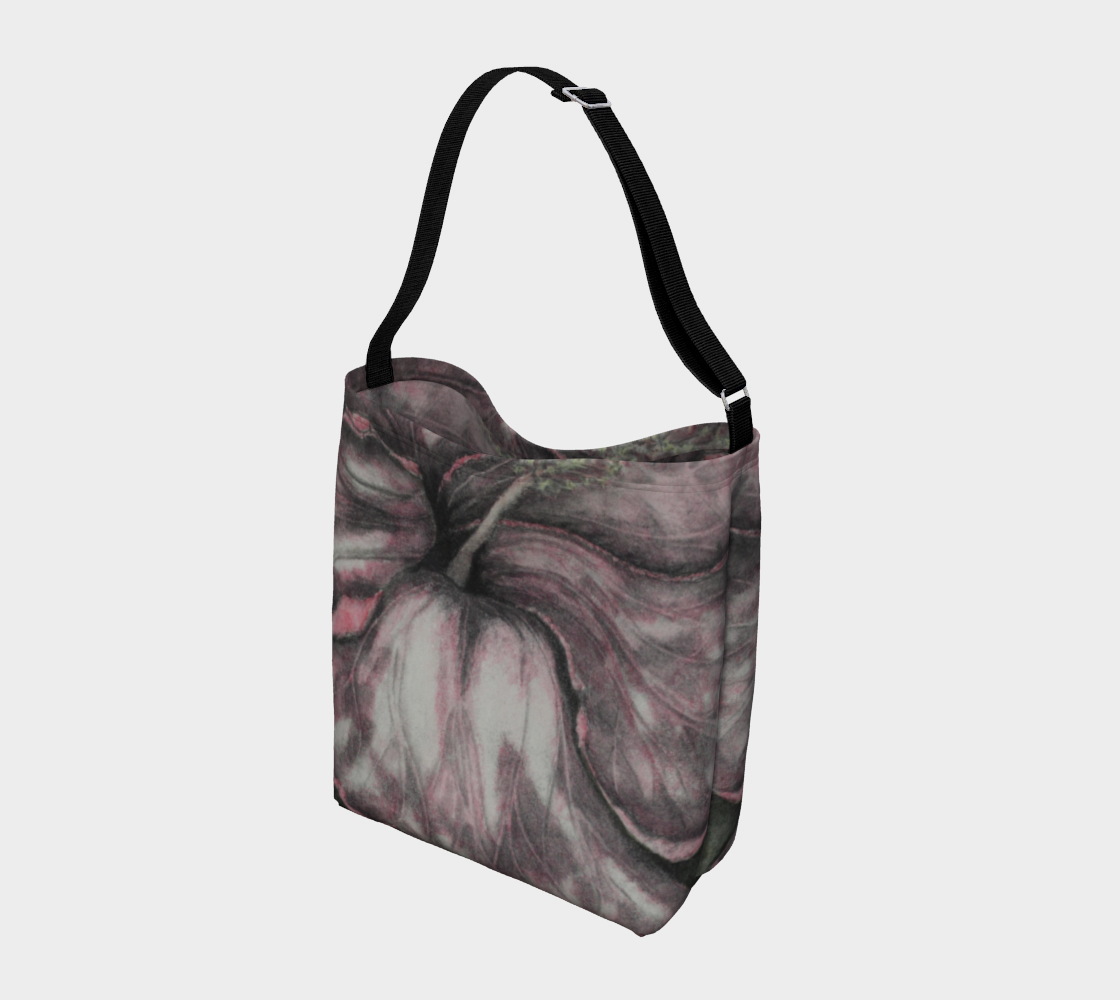 Day Tote Pink Hibiscus Colored Pencil Grisaille