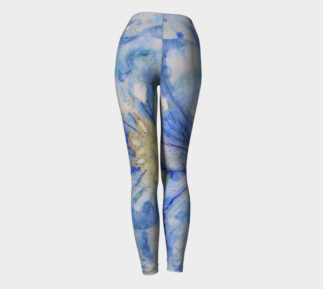 Yoga Leggings Watercolor Flax Flower