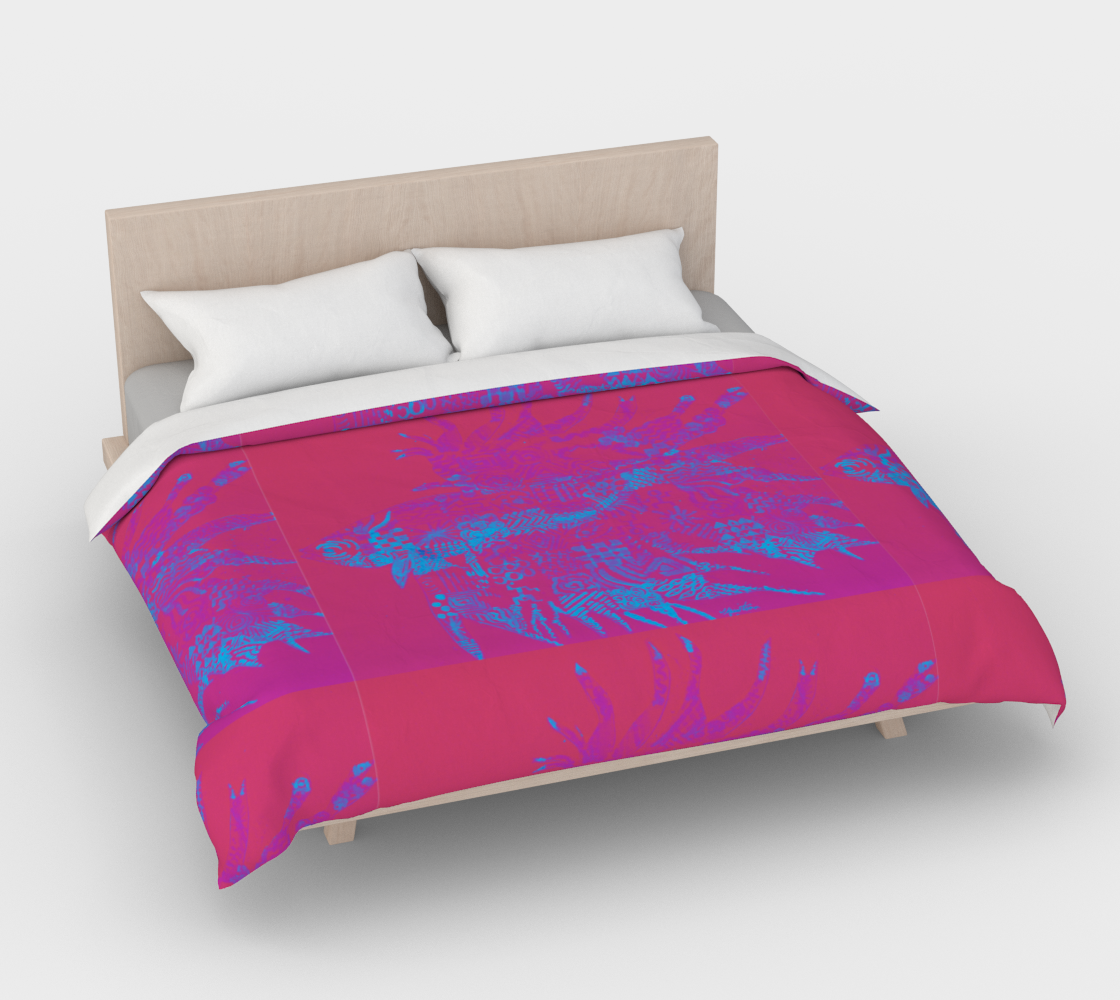 Duvet Cover Abstract Blue Beta Fish