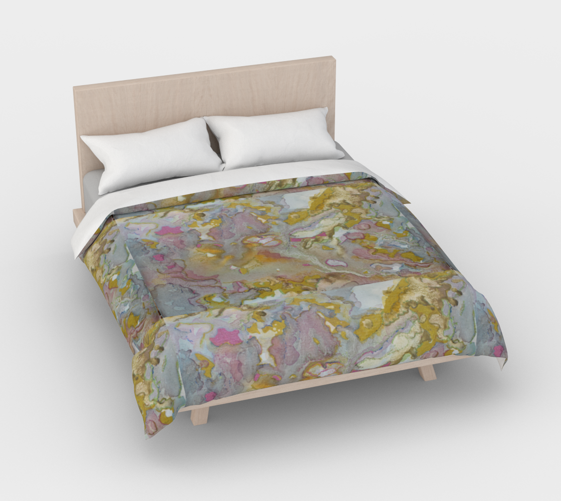 Duvet Cover Plant Ink and Metallic Abstract