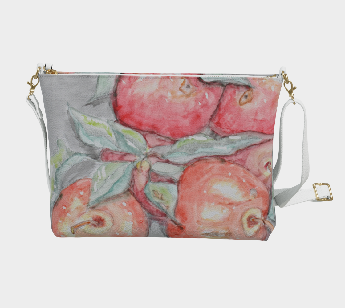 Vegan Leather Crossbody Purse Watercolor Apples