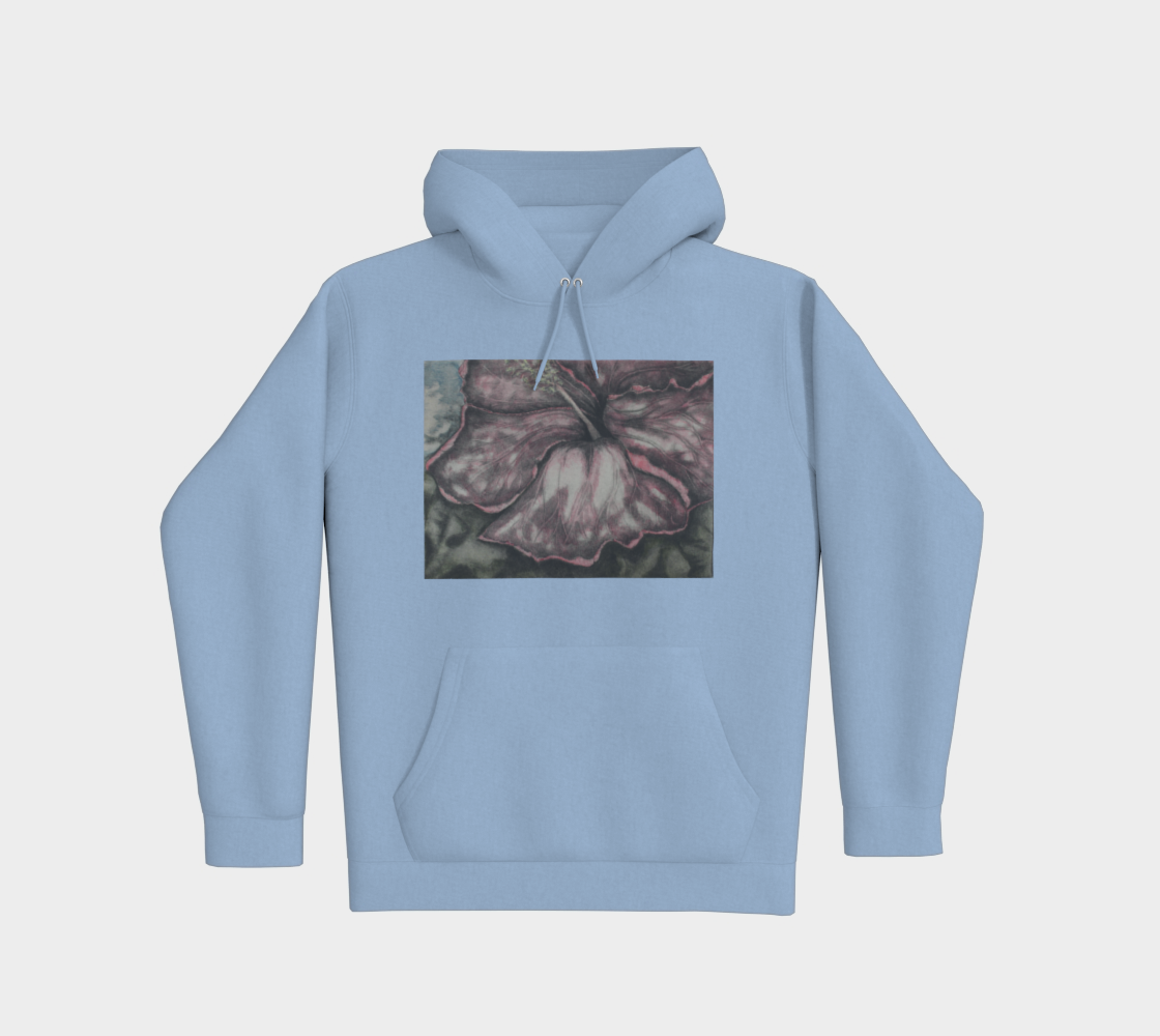 Premium pullover hoodie Pink Hibiscus Grisaille