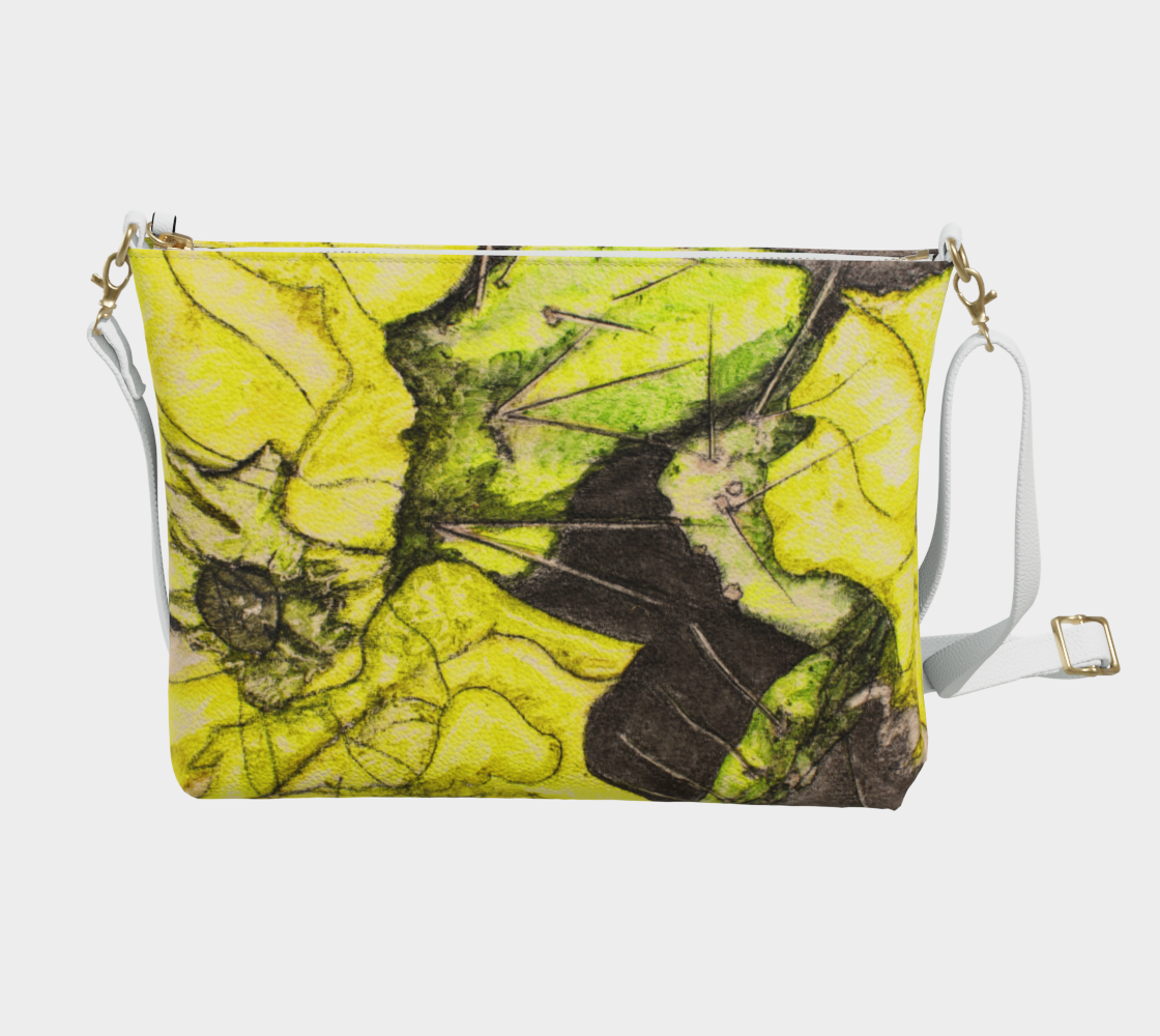 Vegan Leather Crossbody Purse Yellow Cactus Grisaille