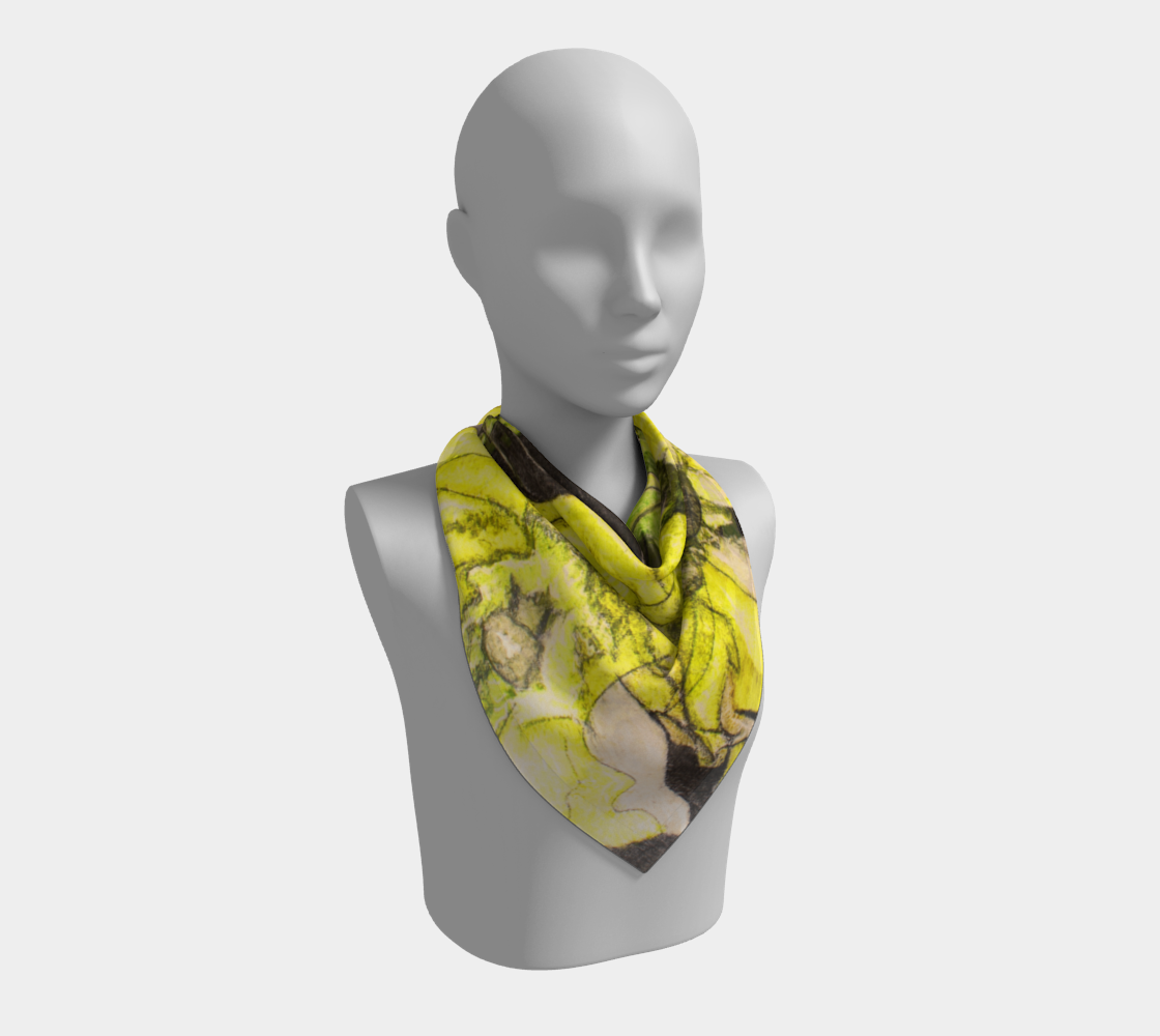 Square Scarf Yellow Cactus Grisaille