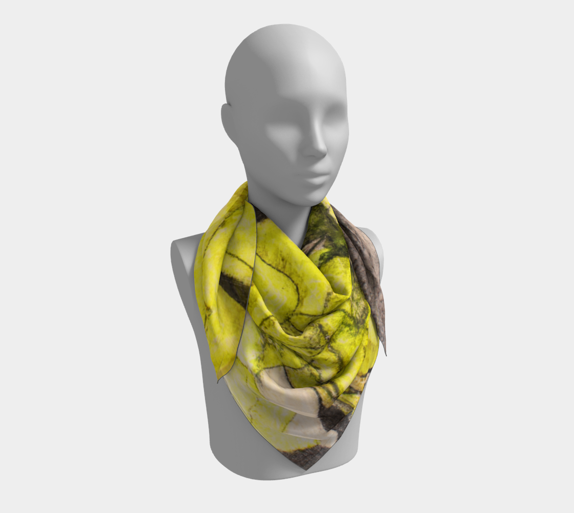 Square Scarf Yellow Cactus Grisaille