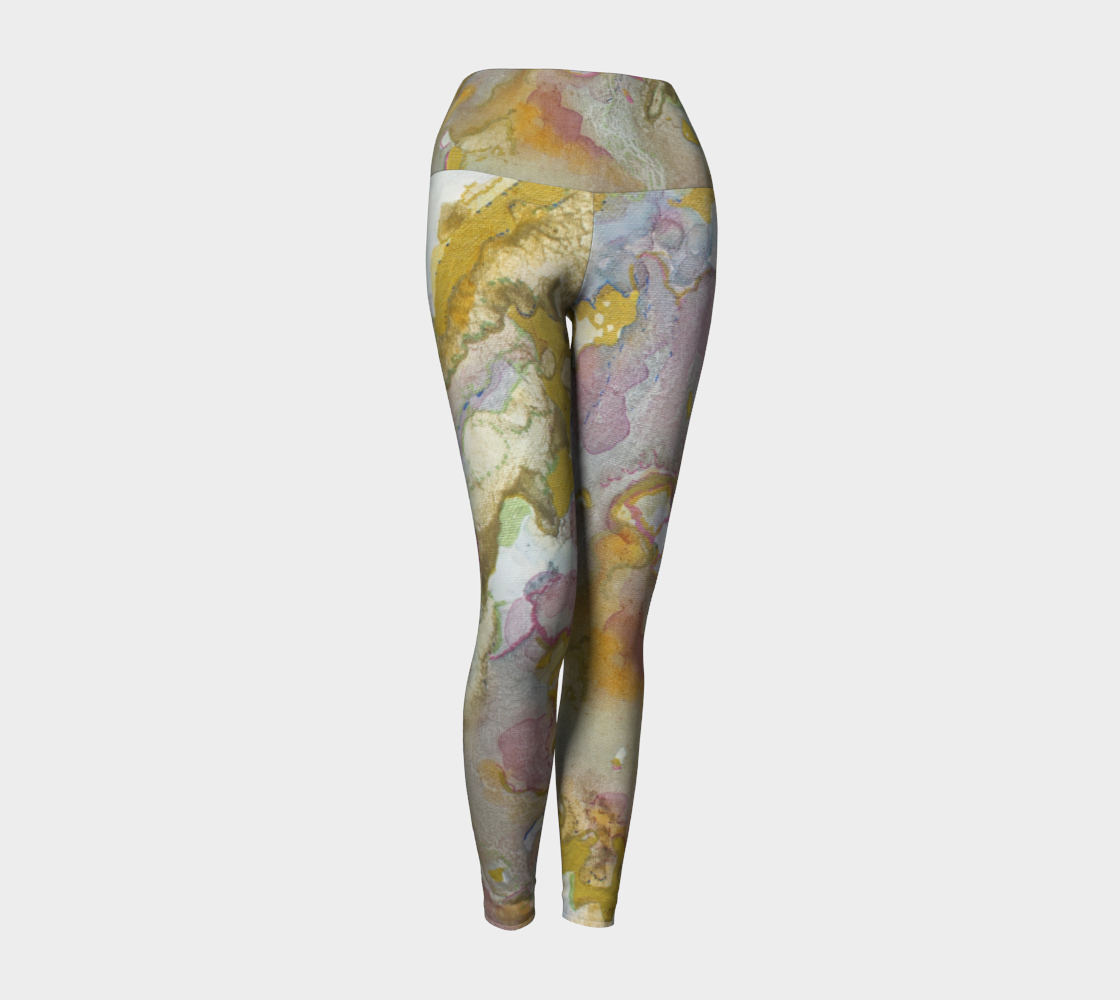 Yoga Leggings Plant Ink and Metallic Abstract