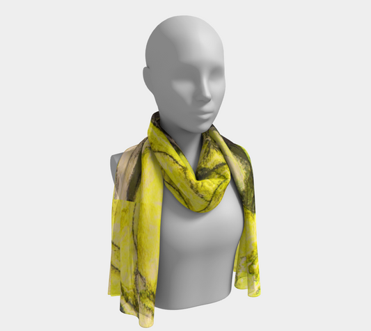 Long Scarf Yellow Cactus Grisaille