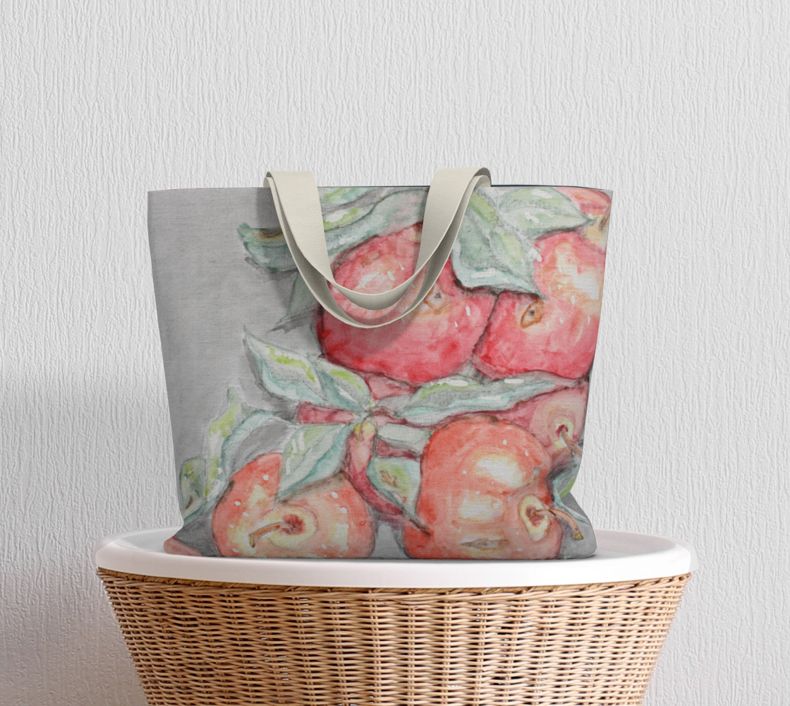 Large Tote Bag Watercolor Apples