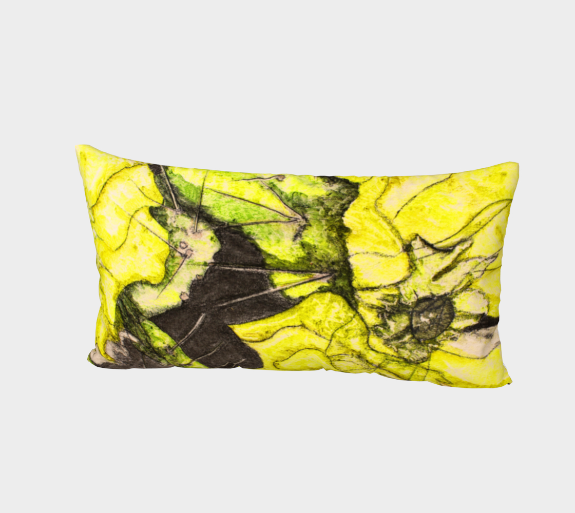 Bed Pillow Sham Yellow Cactus Grisaille