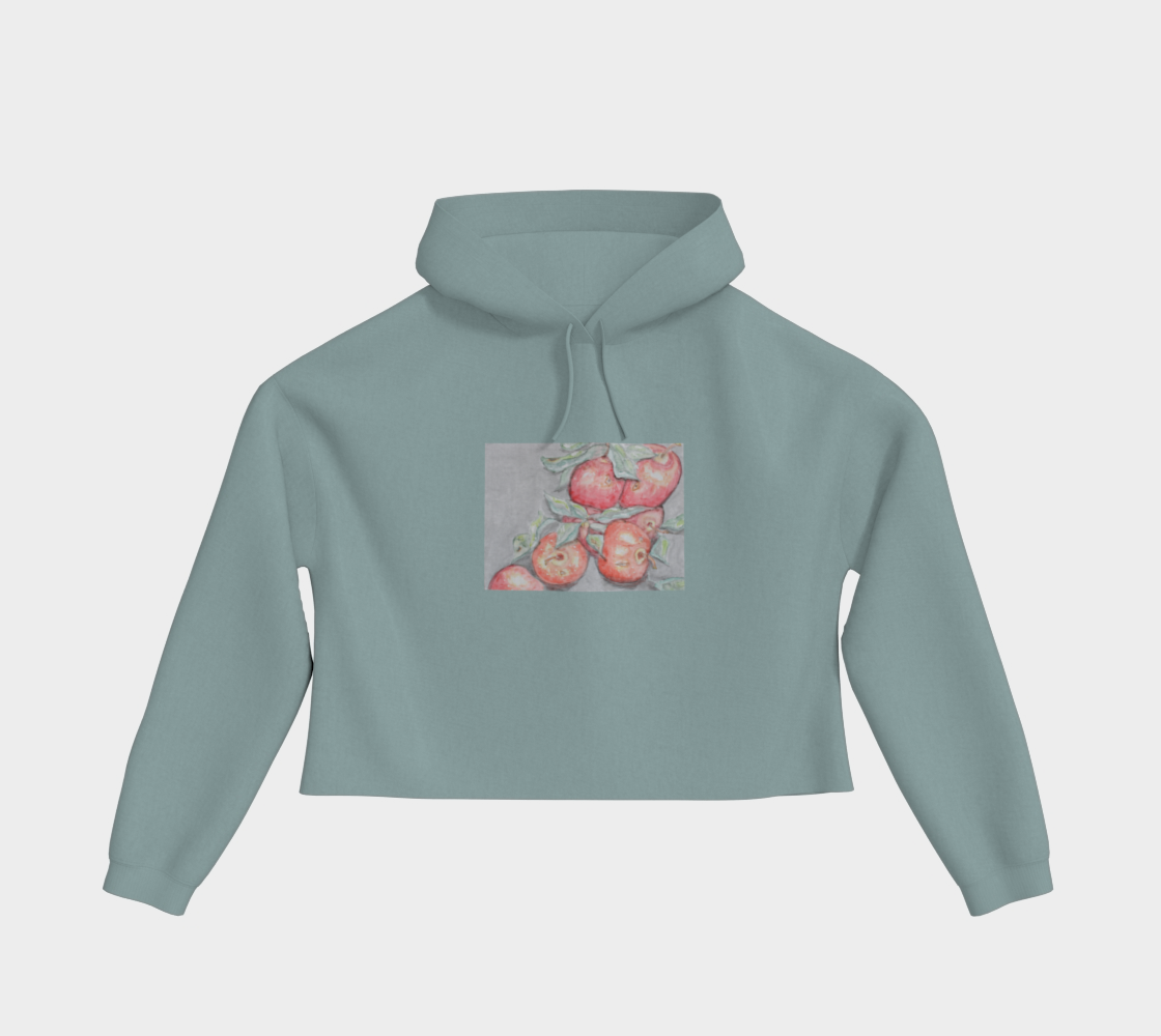 Cropped Pullover Hoodie Watercolor Apples