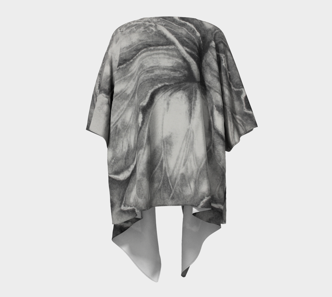 Draped Kimono Hibiscus Grisaille