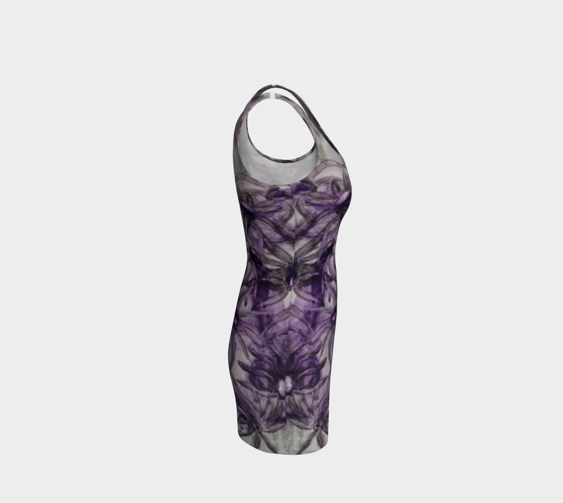 Bodycon Dress Purple Aster Flowers