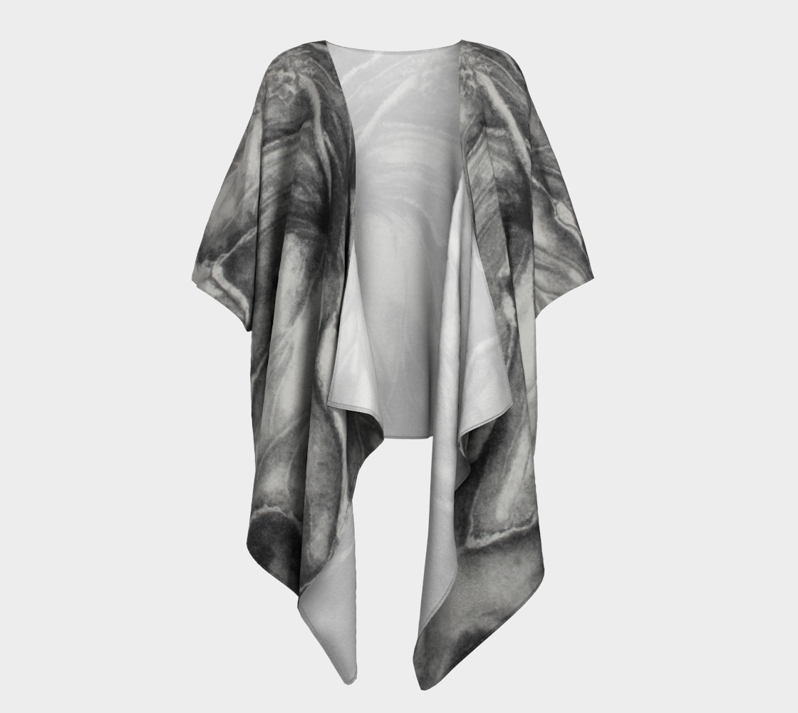 Draped Kimono Hibiscus Grisaille