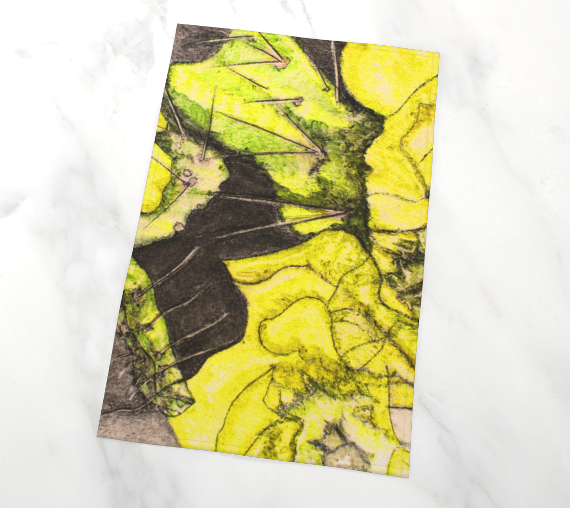 Tea Towel Yellow Cactus Grisaille