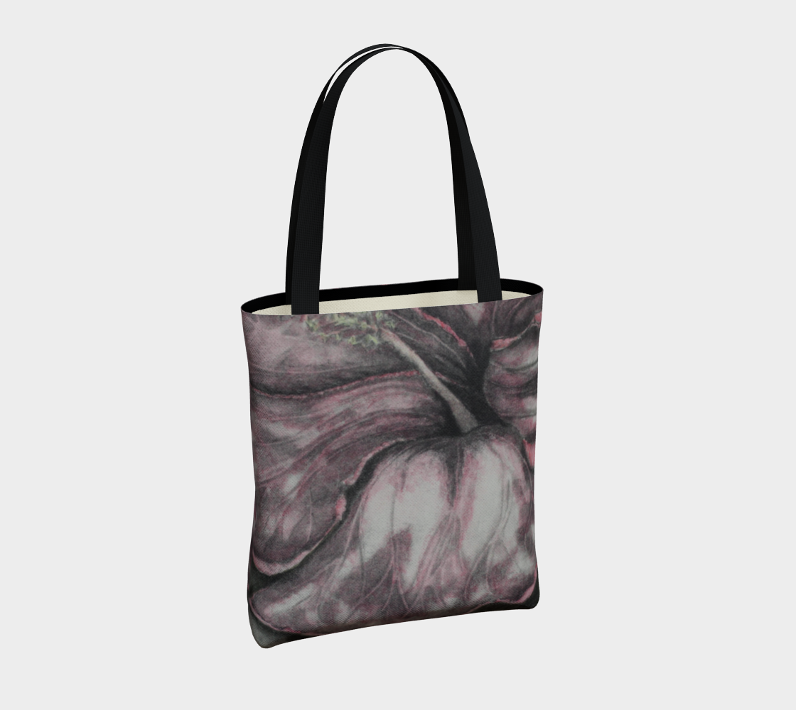 Tote Bag Pink Hibiscus Grisaille