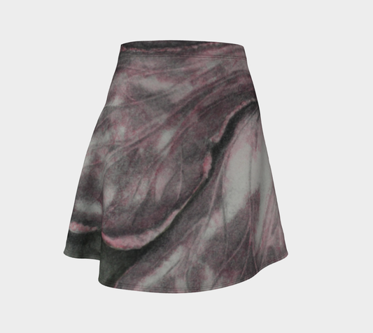 Flare Skirt Pink Hibiscus Colored Pencil Grisaillle