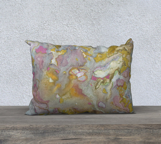 24" x 12" Pillow Case Plant Ink and Metallic Abstract