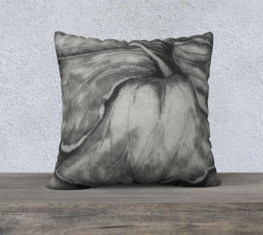 22 by 22 inch Pillow Case Hibiscus Grisaille