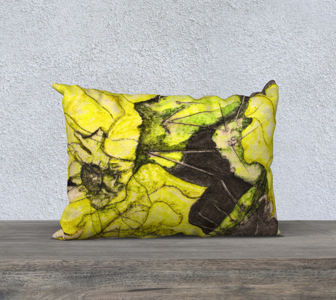 20" X 14" Pillow Case Yellow Cactus Grisaille