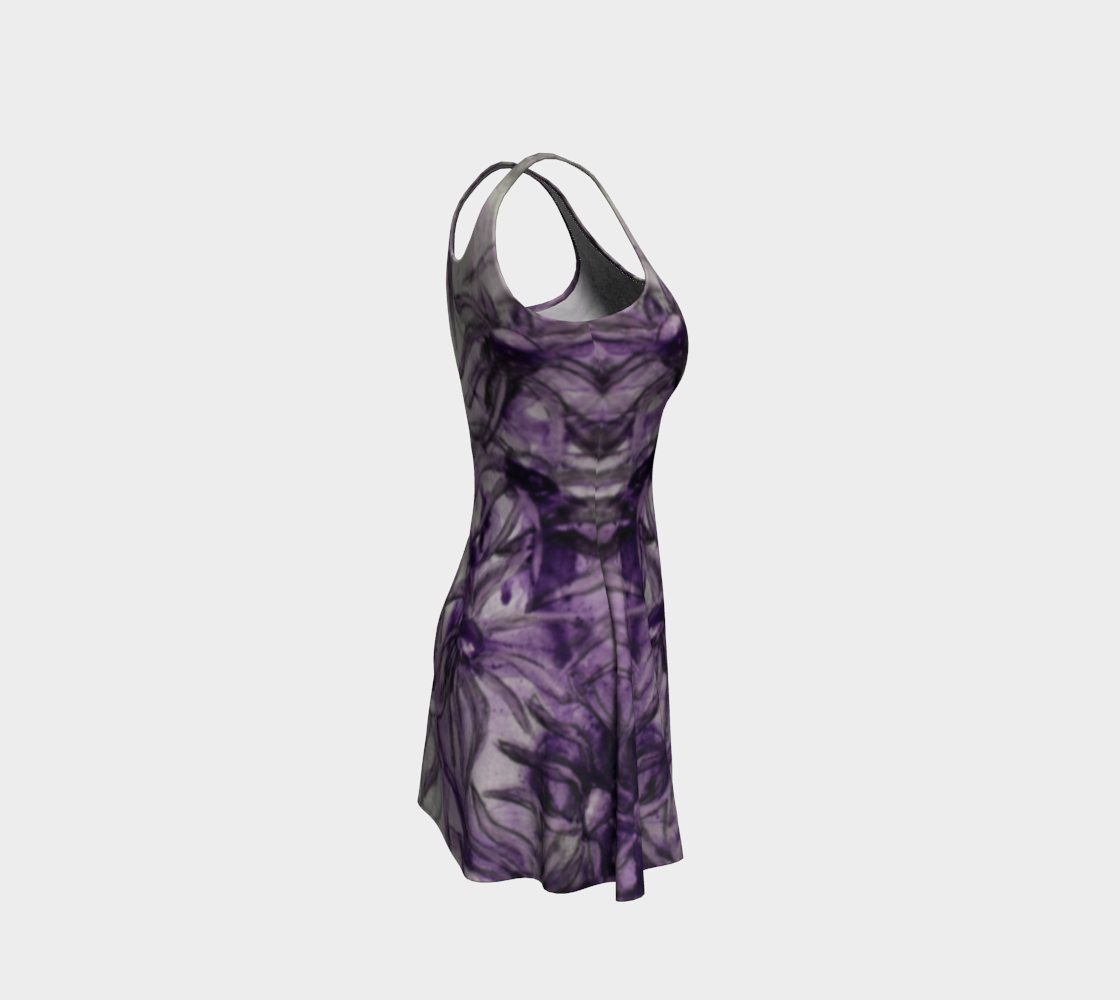 Flare Dress Purple Aster Flowers
