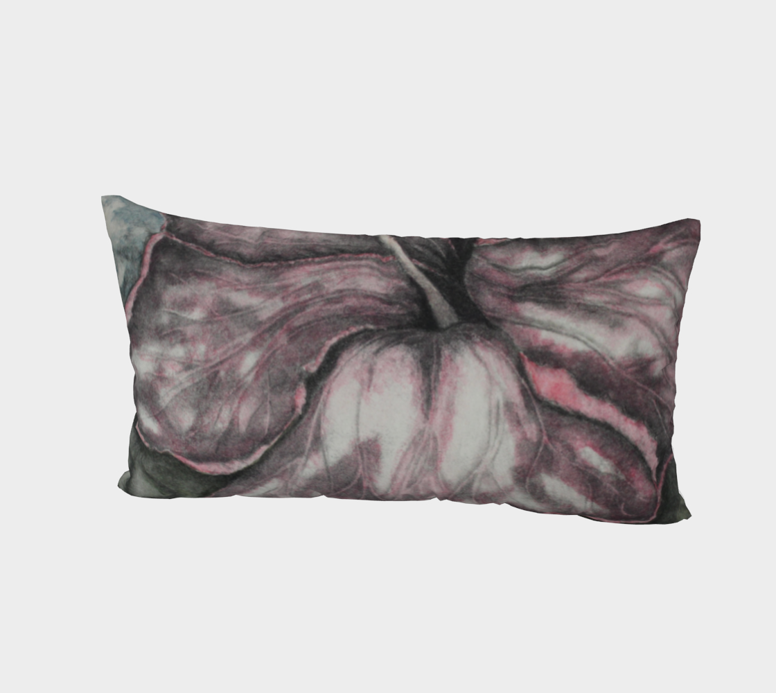 Bed Pillow Sham Pink Hibiscus Colored Pencil Grisaille