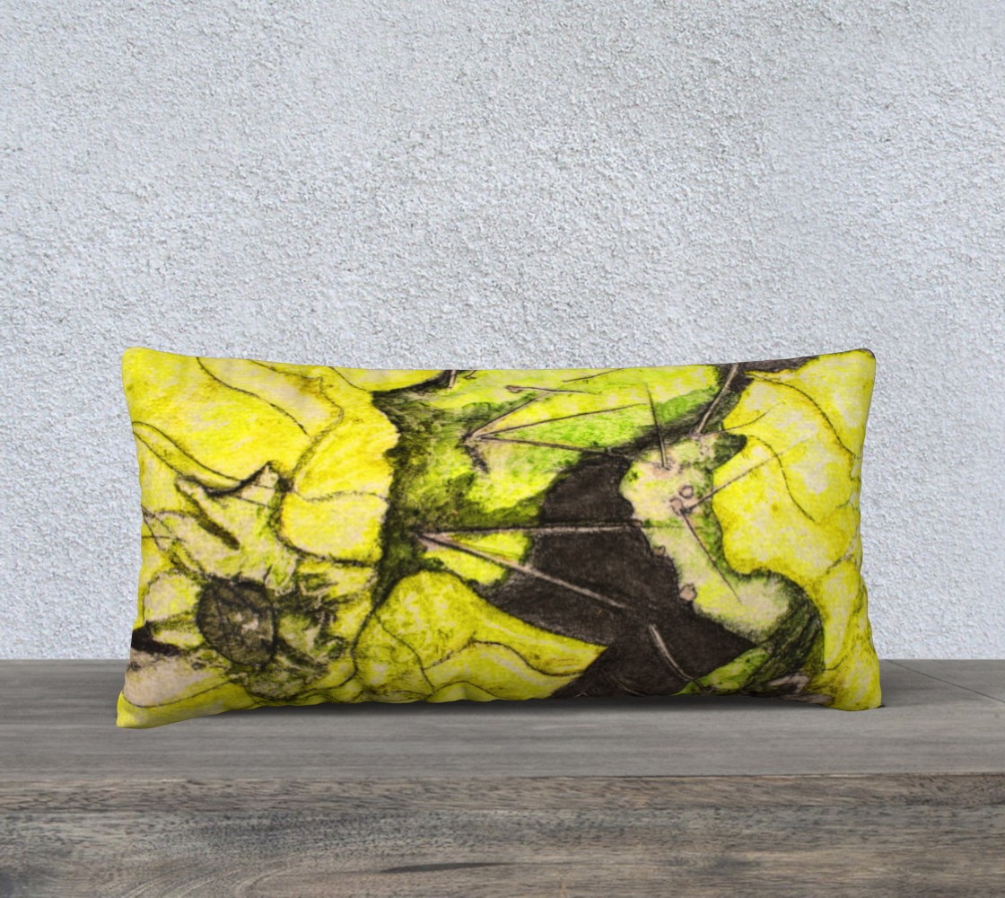 24" X 12" Pillow Case Yellow Cactus Grisaille