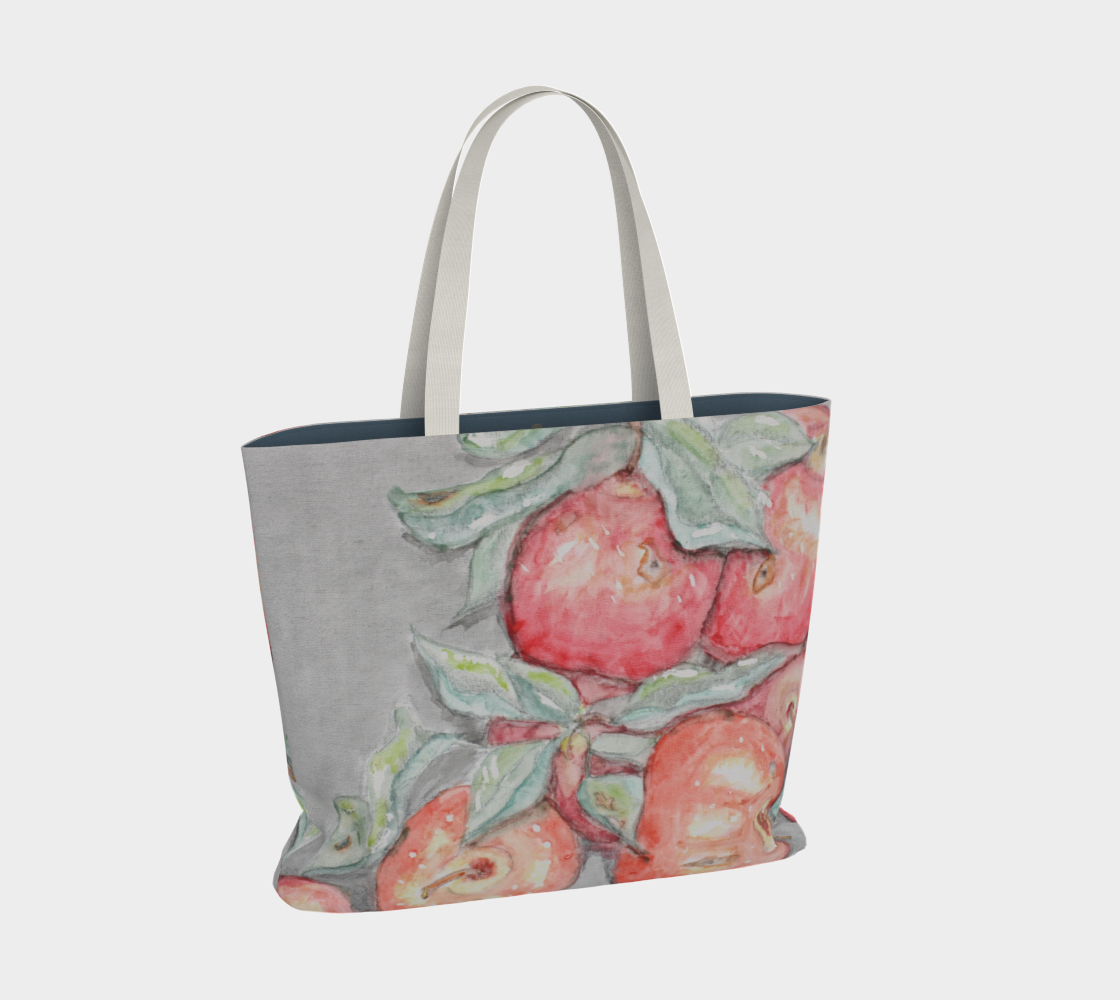 Large Tote Bag Watercolor Apples