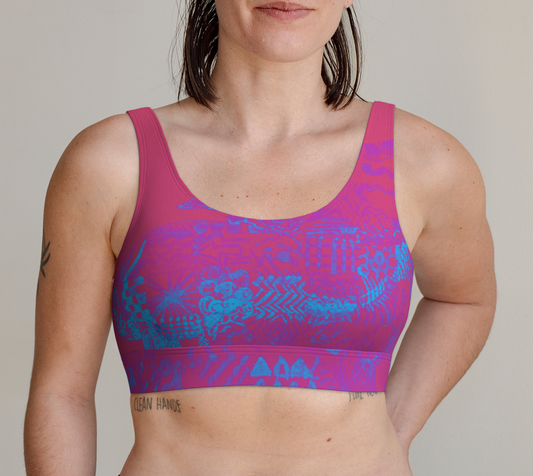 Scoop Bralette Abstract Blue Beta Fish
