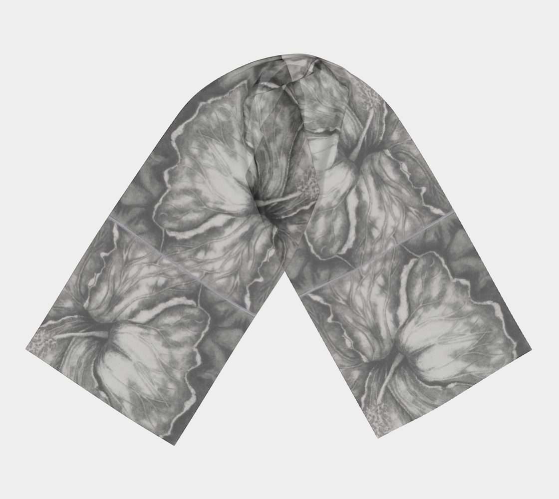 Long Scarf Hibiscus Grisaille