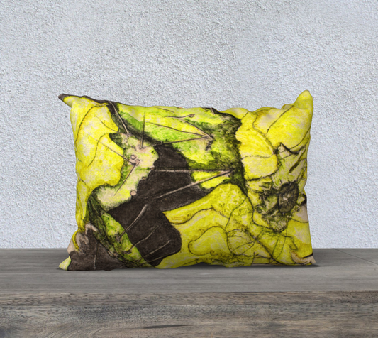 20" X 14" Pillow Case Yellow Cactus Grisaille