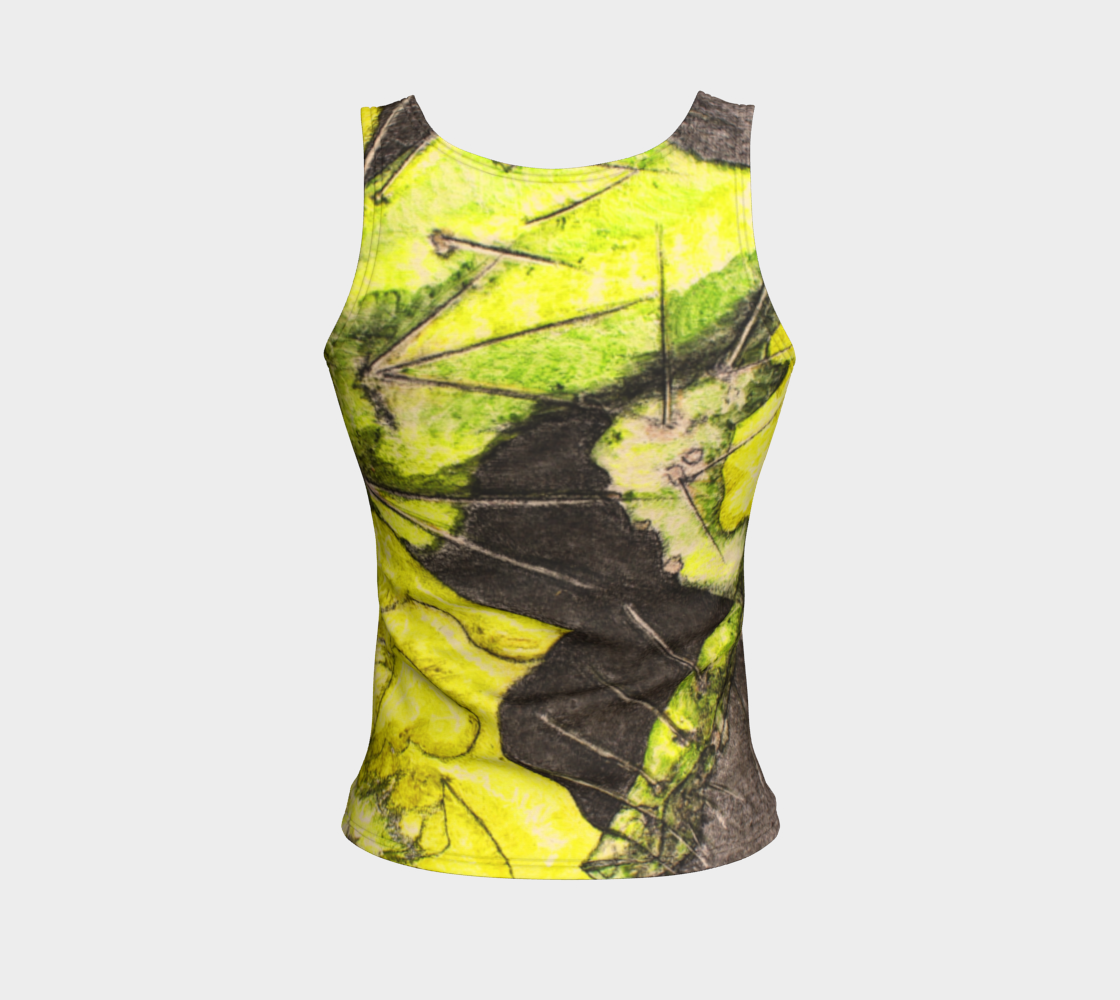 Fitted Tank Top Yellow Cactus Grisaille