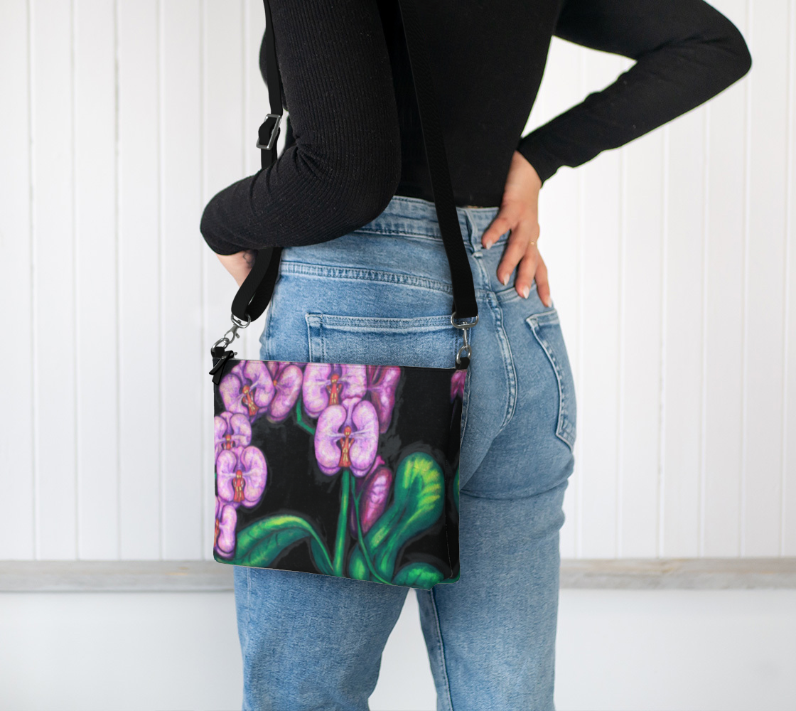 Vegan Leather Crossbody Purse Orchids