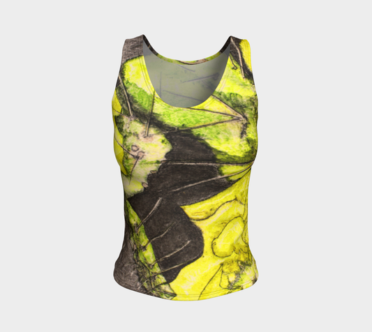 Fitted Tank Top Yellow Cactus Grisaille