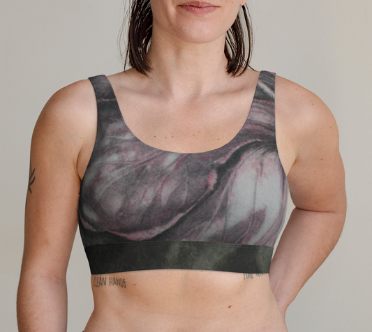 Scoop Bralette Pink Hibiscus Colored Pencil Grisaille