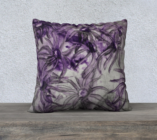 22 by 22 inch Pillow Case Purple Aster Flowers