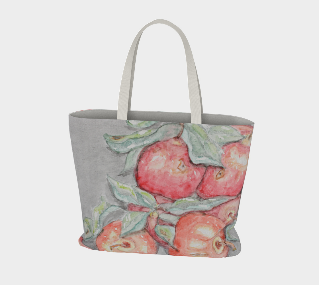 Large Tote Bag Watercolor Apples