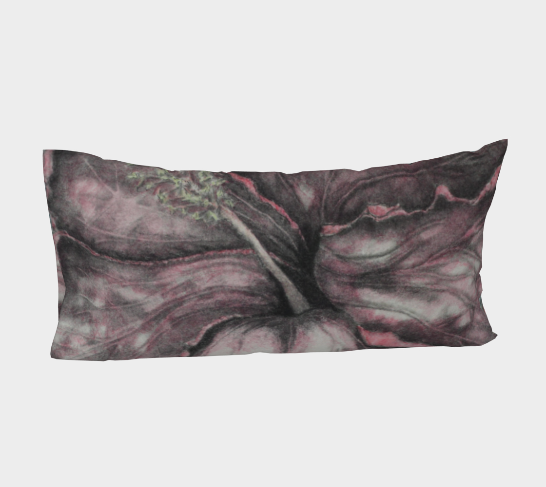 Bed Pillow Sleeve Pink Hibiscus Colored Pencil Grisaille