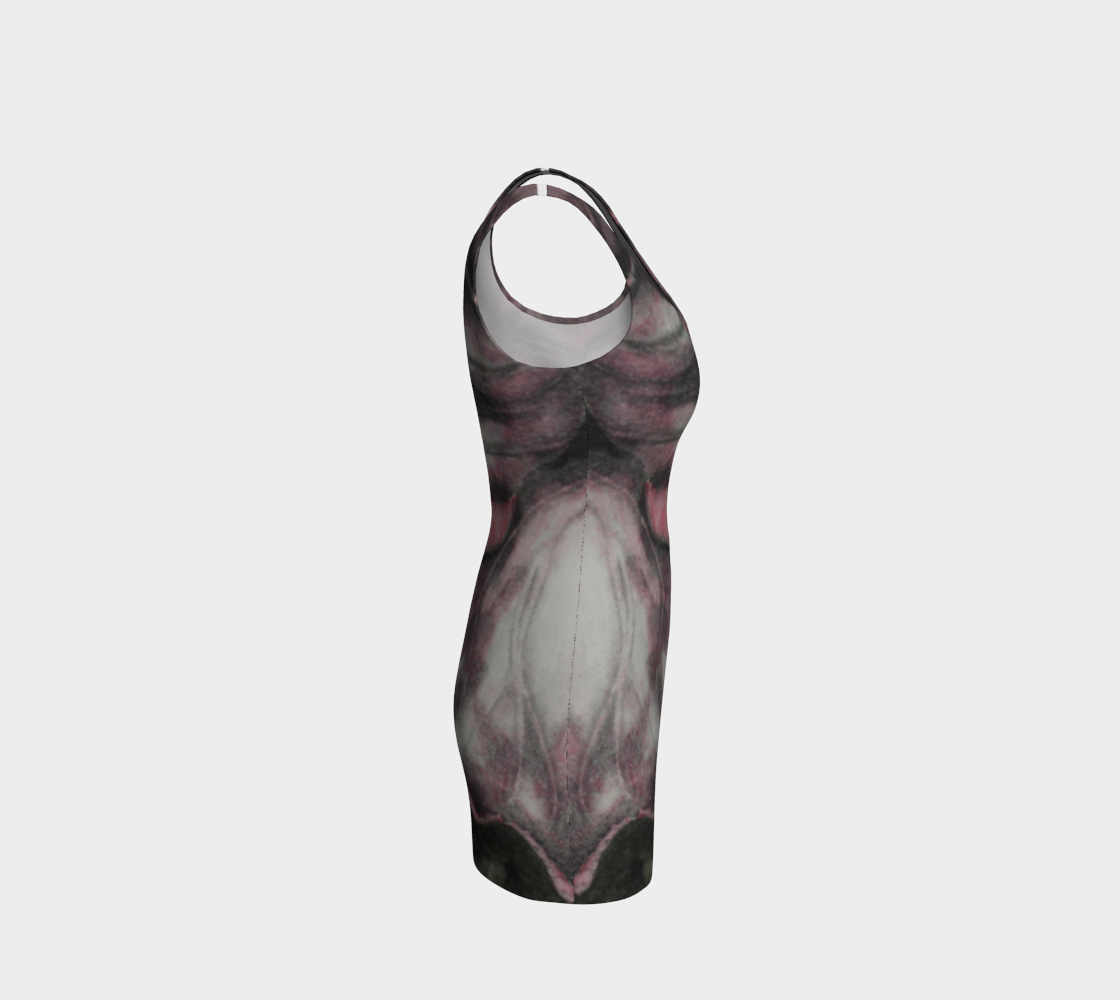 Bodycon Dress Pink Hibiscus Colored Pencil Grisaille