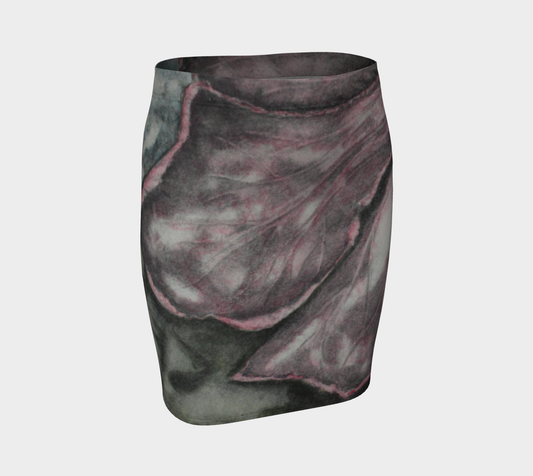 Fitted Skirt Pink Hibiscus Colored Pencil Grisaille