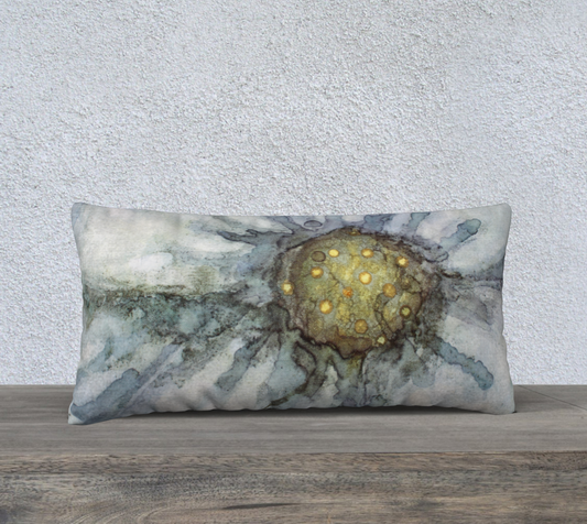 24" x 12" Pillow Case Plant Ink Flax Flower