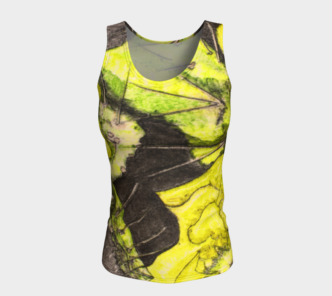 Fitted Tank Top Yellow Cactus Grisaille