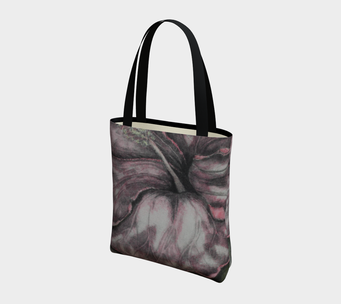 Tote Bag Pink Hibiscus Grisaille