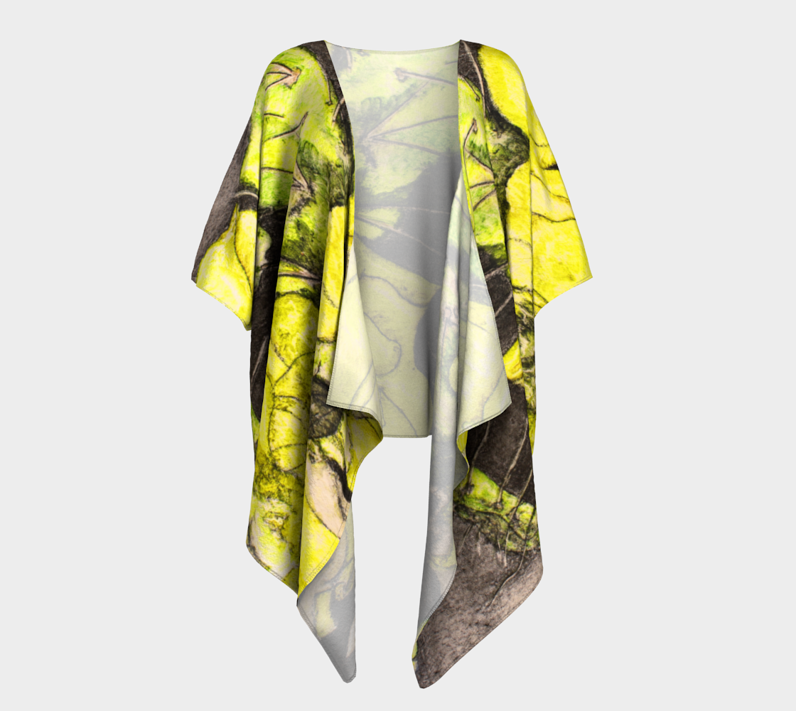 Draped Kimono Yellow Cactus Grisaille