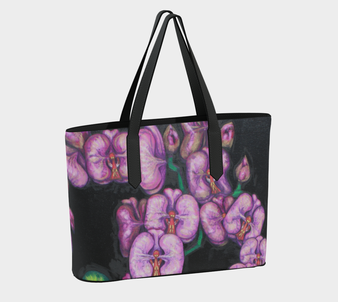 Vegan Leather Tote Bag Orchids